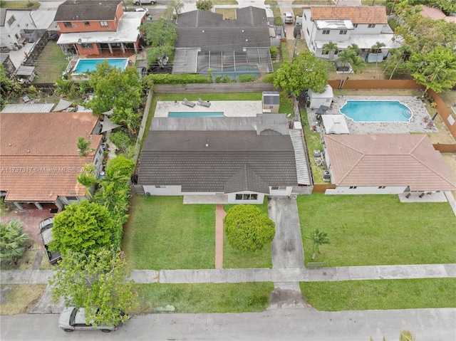 aerial view with a residential view