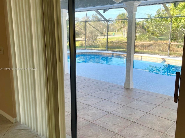 5400 NW Emblem St, Port St Lucie, FL 34983 - outdoor pool featuring a lanai and a patio area