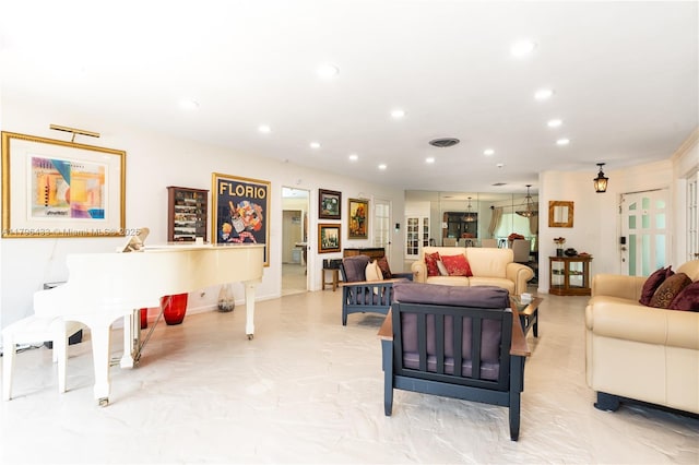 610 Lake Dasha Cir, Plantation, FL 33324 - living area with recessed lighting and light marble finish floors