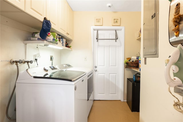 610 Lake Dasha Cir, Plantation, FL 33324 - laundry area with independent washer and dryer, cabinet space, and electric panel