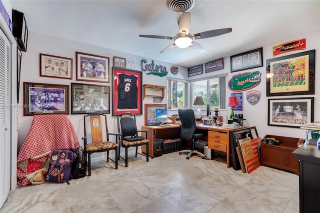 610 Lake Dasha Cir, Plantation, FL 33324 - home office featuring a ceiling fan