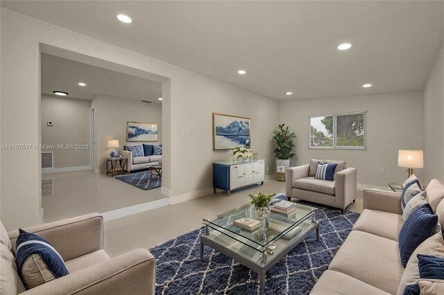 10051 SW 48th St, Miami, FL 33165 - living area with visible vents, baseboards, and recessed lighting