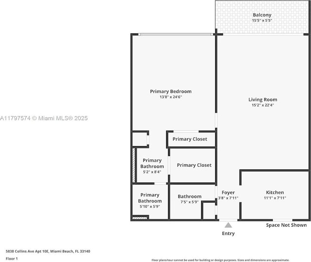 5838 Collins Ave Unit 10E, Miami Beach, FL 33140 - view of floor plan / room layout