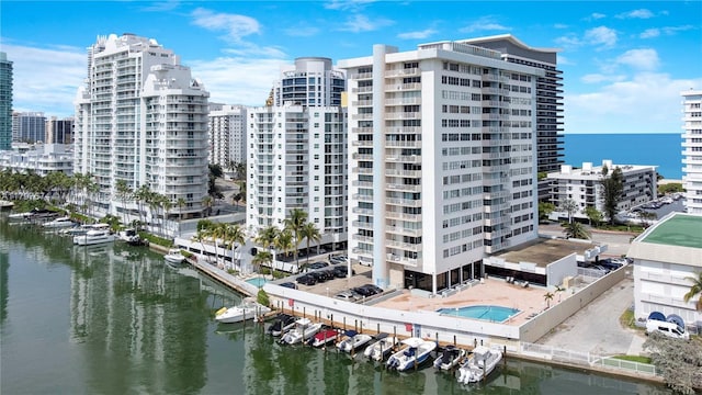 5838 Collins Ave Unit 10E, Miami Beach, FL 33140 - view of apartment building / complex with a water view and a view of city