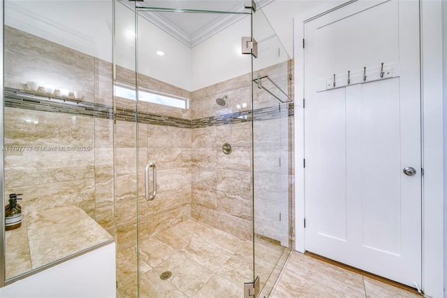 207 SW 11th St, Dania Beach, FL 33004 - full bathroom featuring a shower stall and ornamental molding