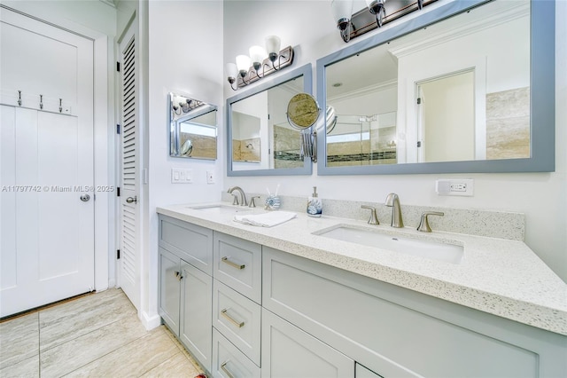 207 SW 11th St, Dania Beach, FL 33004 - full bath featuring a sink, double vanity, a closet, and a shower