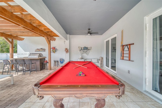207 SW 11th St, Dania Beach, FL 33004 - playroom featuring a ceiling fan and billiards table