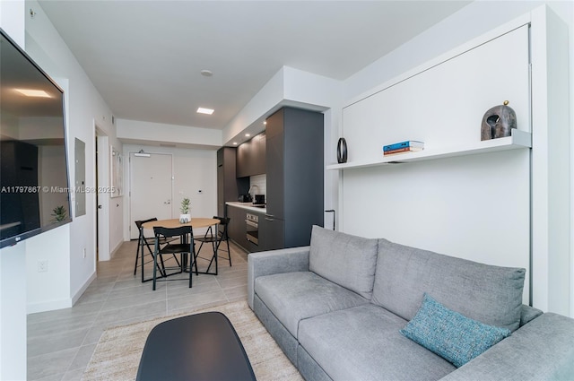 227 NE 2nd St Unit 2508, Miami, FL 33132 - living area featuring light tile patterned flooring and baseboards