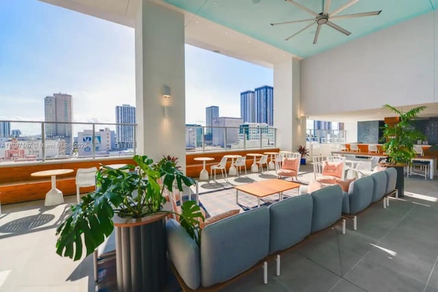 227 NE 2nd St Unit 2508, Miami, FL 33132 - exterior space featuring a city view, ceiling fan, and an outdoor living space