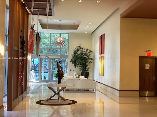 building lobby featuring recessed lighting