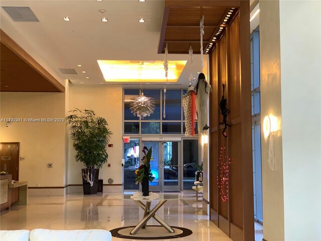 common area with recessed lighting