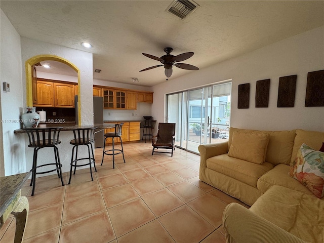 1700 Pierce St Unit 202, Hollywood, FL 33020 - living area with a ceiling fan, light tile patterned floors, and recessed lighting