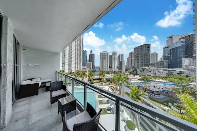 balcony with a city view