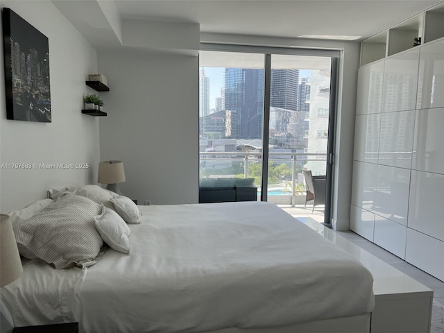 90 SW 3rd St Unit 1514, Miami, FL 33130 - bedroom featuring access to outside, multiple windows, a city view, and floor to ceiling windows