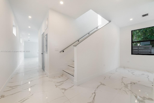 2330 SW 14th St, Miami, FL 33145 - stairway featuring visible vents, marble finish floor, and recessed lighting