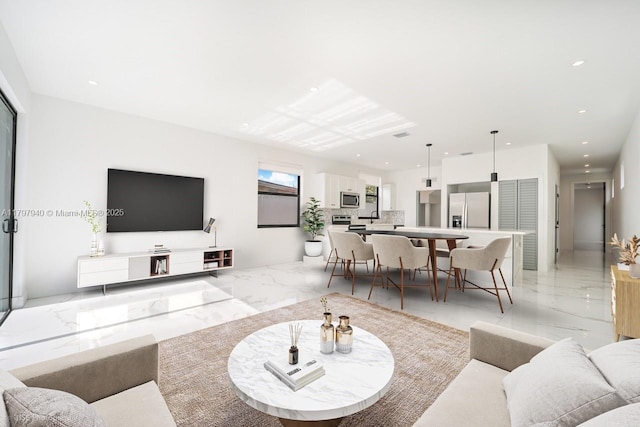 2330 SW 14th St, Miami, FL 33145 - living area with marble finish floor and recessed lighting