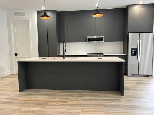 1611 SW 30th Ave, Fort Lauderdale, FL 33312 - kitchen featuring a sink, visible vents, modern cabinets, light countertops, and appliances with stainless steel finishes