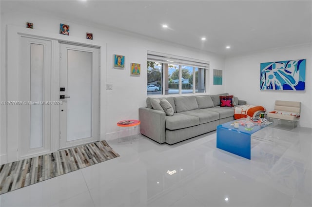 8501 SW 142nd St, Palmetto Bay, FL 33158 - tiled living area with recessed lighting