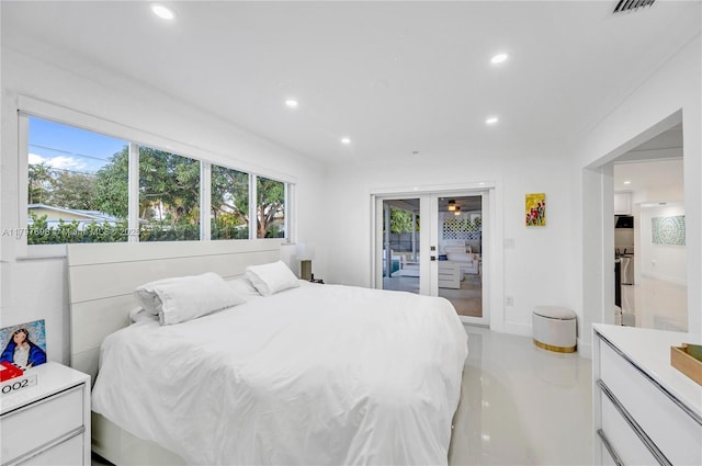 8501 SW 142nd St, Palmetto Bay, FL 33158 - bedroom featuring multiple windows, french doors, access to exterior, and recessed lighting