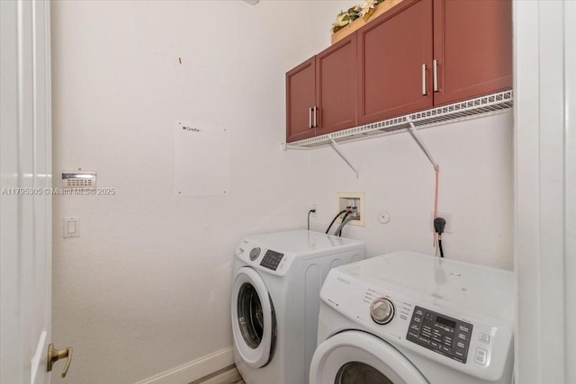 12471 NW 78th Mnr, Parkland, FL 33076 - laundry area featuring cabinet space, washer and dryer, and baseboards
