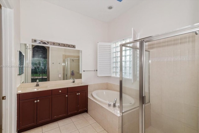 12471 NW 78th Mnr, Parkland, FL 33076 - full bath with a garden tub, a stall shower, double vanity, and tile patterned flooring