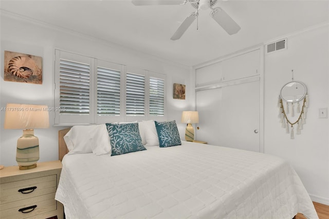 3921 Roosevelt St, Hollywood, FL 33021 - bedroom with ornamental molding, a closet, and ceiling fan