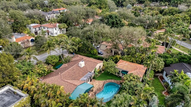1254 Andalusia Ave, Coral Gables, FL 33134 - aerial perspective of suburban area with a pool area