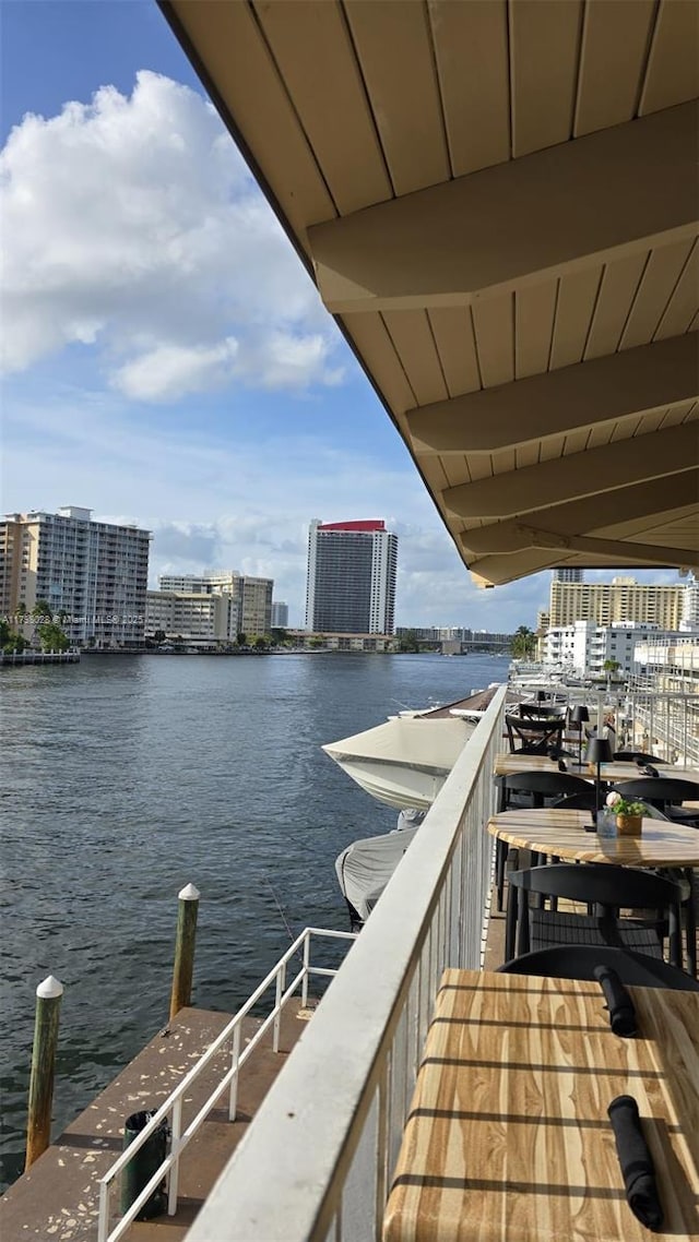 1985 S Ocean Dr Unit 21D, Hallandale Beach, FL 33009 - dock area with a water view, a view of city, and a balcony