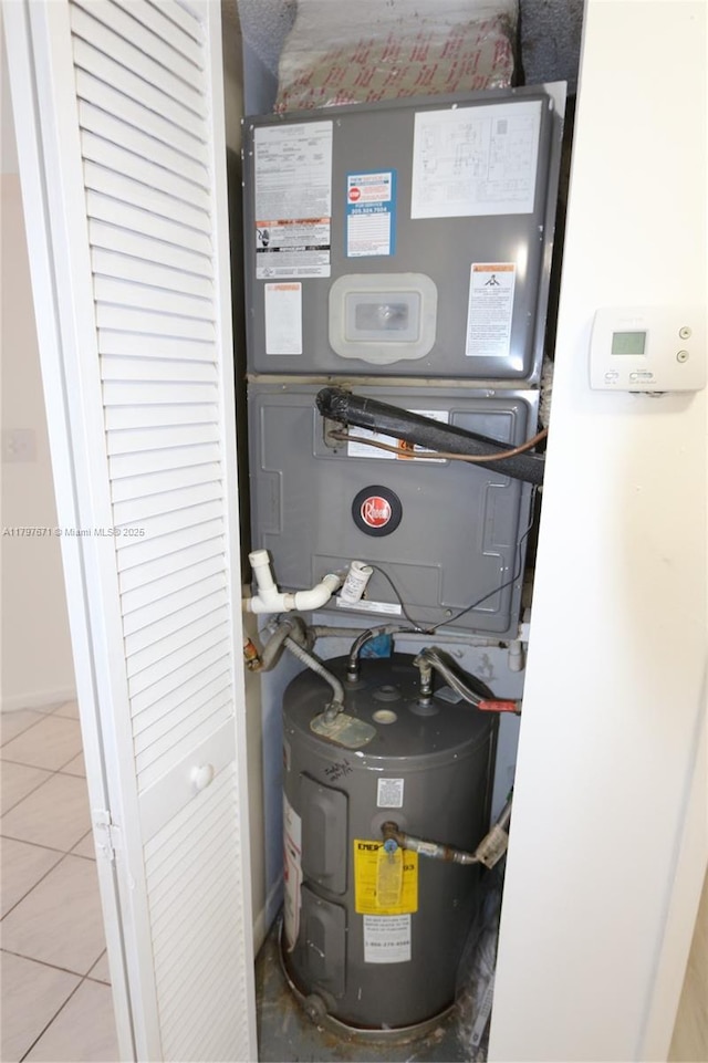 utility room featuring electric water heater