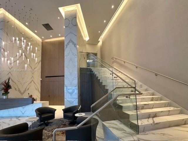 building lobby with stairway