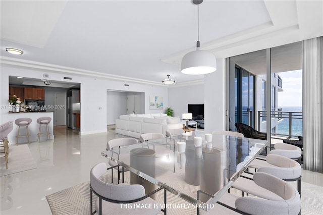 dining space with floor to ceiling windows