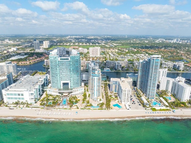 bird's eye view with a water view and a city view