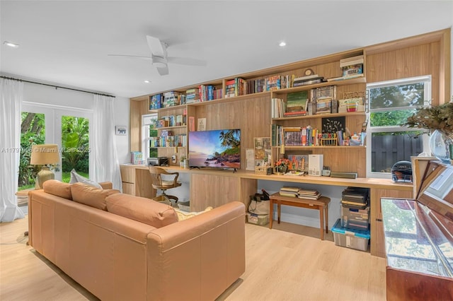 7560 SW 144th St, Palmetto Bay, FL 33158 - sitting room featuring recessed lighting, a ceiling fan, and wood finished floors