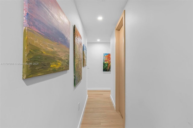 7560 SW 144th St, Palmetto Bay, FL 33158 - corridor featuring baseboards, light wood-type flooring, and recessed lighting