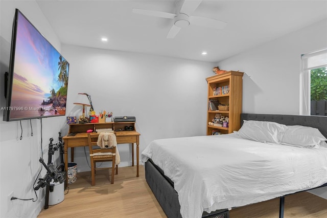 7560 SW 144th St, Palmetto Bay, FL 33158 - bedroom with wood finished floors, ceiling fan, and recessed lighting