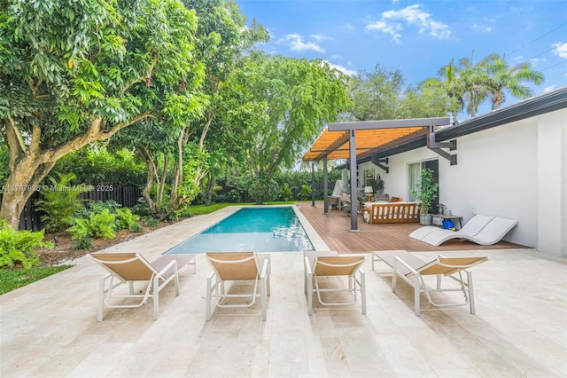 7560 SW 144th St, Palmetto Bay, FL 33158 - view of pool with a patio, fence, a deck, and a fenced in pool