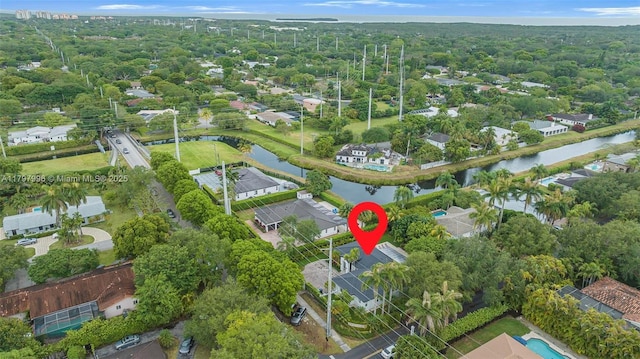 7560 SW 144th St, Palmetto Bay, FL 33158 - birds eye view of property with a water view and a residential view