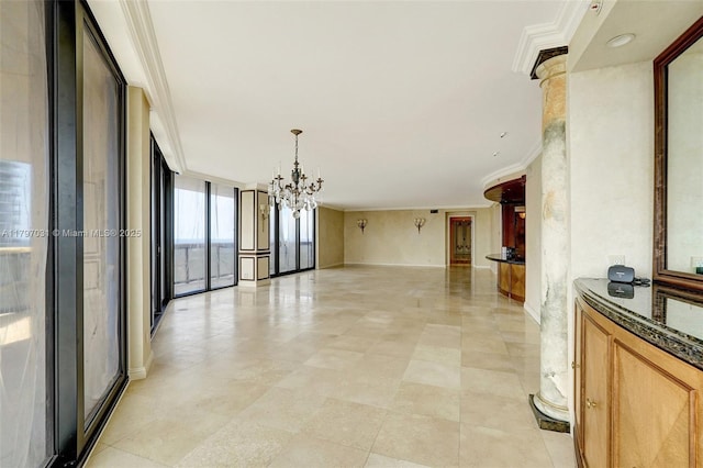 19667 Turnberry Way Unit 16Gr, Aventura, FL 33180 - corridor with a chandelier, crown molding, and baseboards