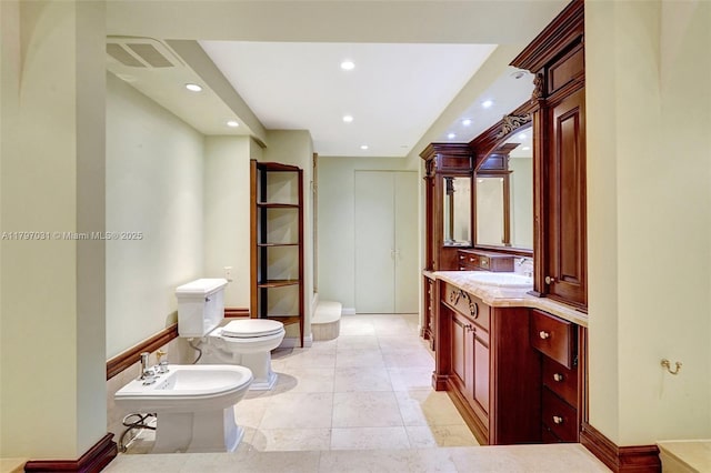 19667 Turnberry Way Unit 16Gr, Aventura, FL 33180 - full bathroom with a bidet, recessed lighting, vanity, and toilet