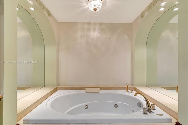 19667 Turnberry Way Unit 16Gr, Aventura, FL 33180 - full bathroom featuring a whirlpool tub and recessed lighting