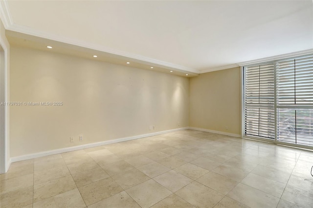 19667 Turnberry Way Unit 16Gr, Aventura, FL 33180 - empty room with recessed lighting, baseboards, ornamental molding, and light tile patterned floors