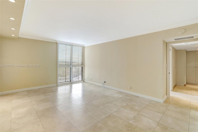 19667 Turnberry Way Unit 16Gr, Aventura, FL 33180 - empty room with baseboards, crown molding, recessed lighting, and light tile patterned floors