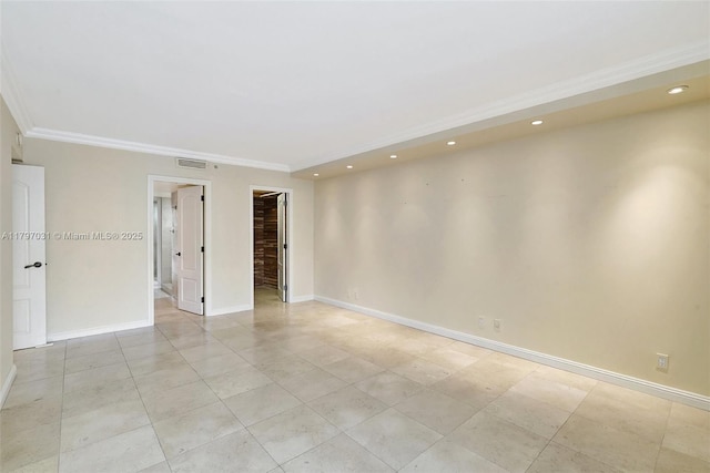 19667 Turnberry Way Unit 16Gr, Aventura, FL 33180 - empty room with crown molding, recessed lighting, baseboards, and light tile patterned floors