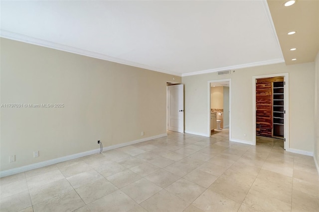 19667 Turnberry Way Unit 16Gr, Aventura, FL 33180 - spare room with recessed lighting, baseboards, ornamental molding, and light tile patterned flooring