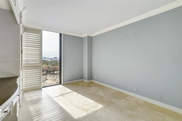 19667 Turnberry Way Unit 16Gr, Aventura, FL 33180 - spare room with ornamental molding and baseboards