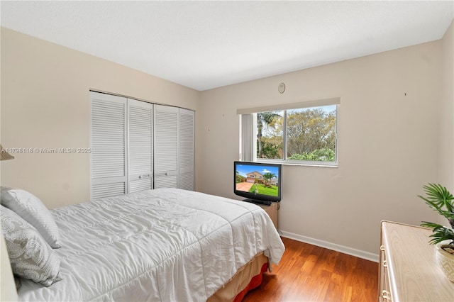 631 NW 205th Ave, Pembroke Pines, FL 33029 - bedroom with baseboards, a closet, and light wood-style flooring