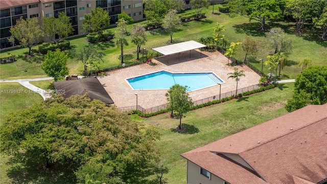 bird's eye view of a pool