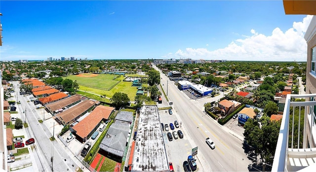 drone / aerial view featuring a city view