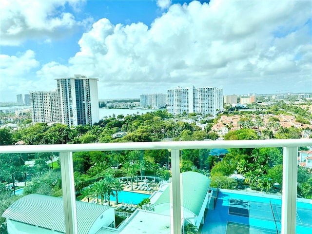 balcony featuring a city view