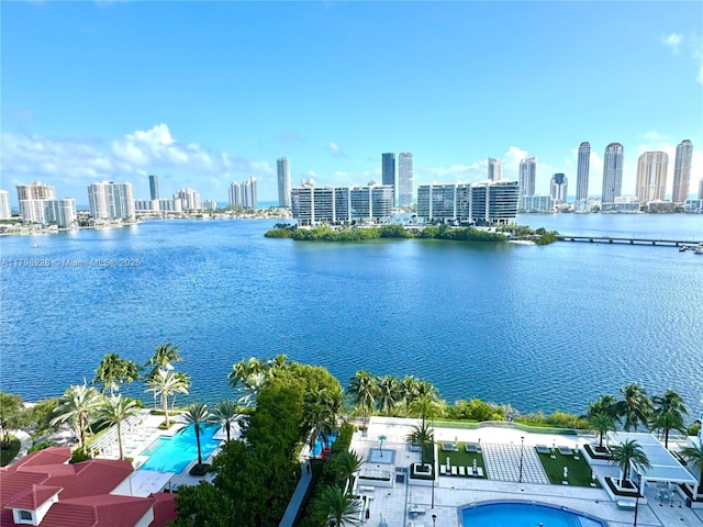 property view of water featuring a view of city